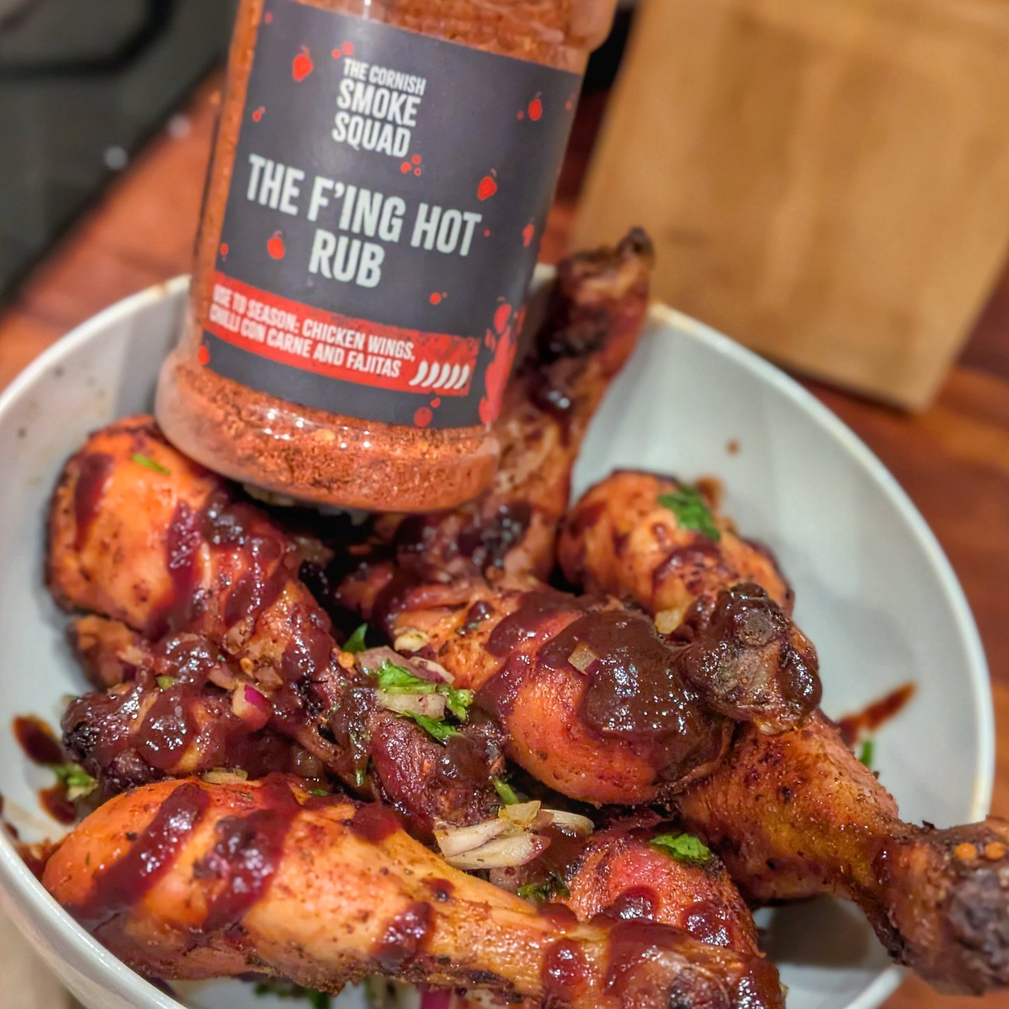 F'ing hot rub on chicken drumsticks