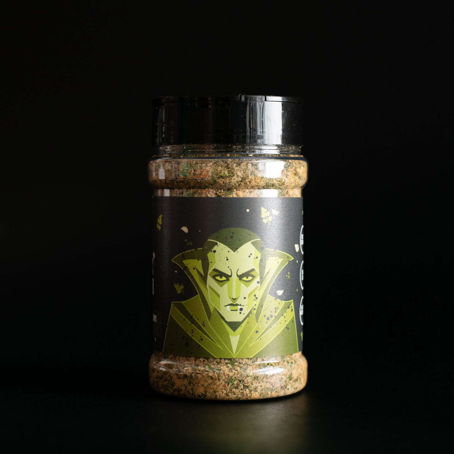 The Garlic Butter Rub Seasoning in a plastic spice jar - back side