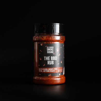The BBQ Rub seasoning in a plastic spice jar- front side