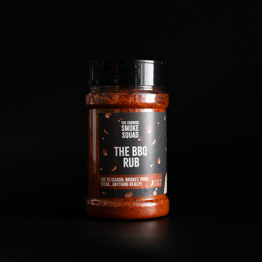 The BBQ Rub seasoning in a plastic spice jar- front side
